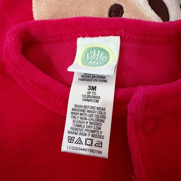 Baby's First Christmas Fleece Footed Sleeper Lot of 2 Carter's & Little Me 0-3M - Picture 4 of 7